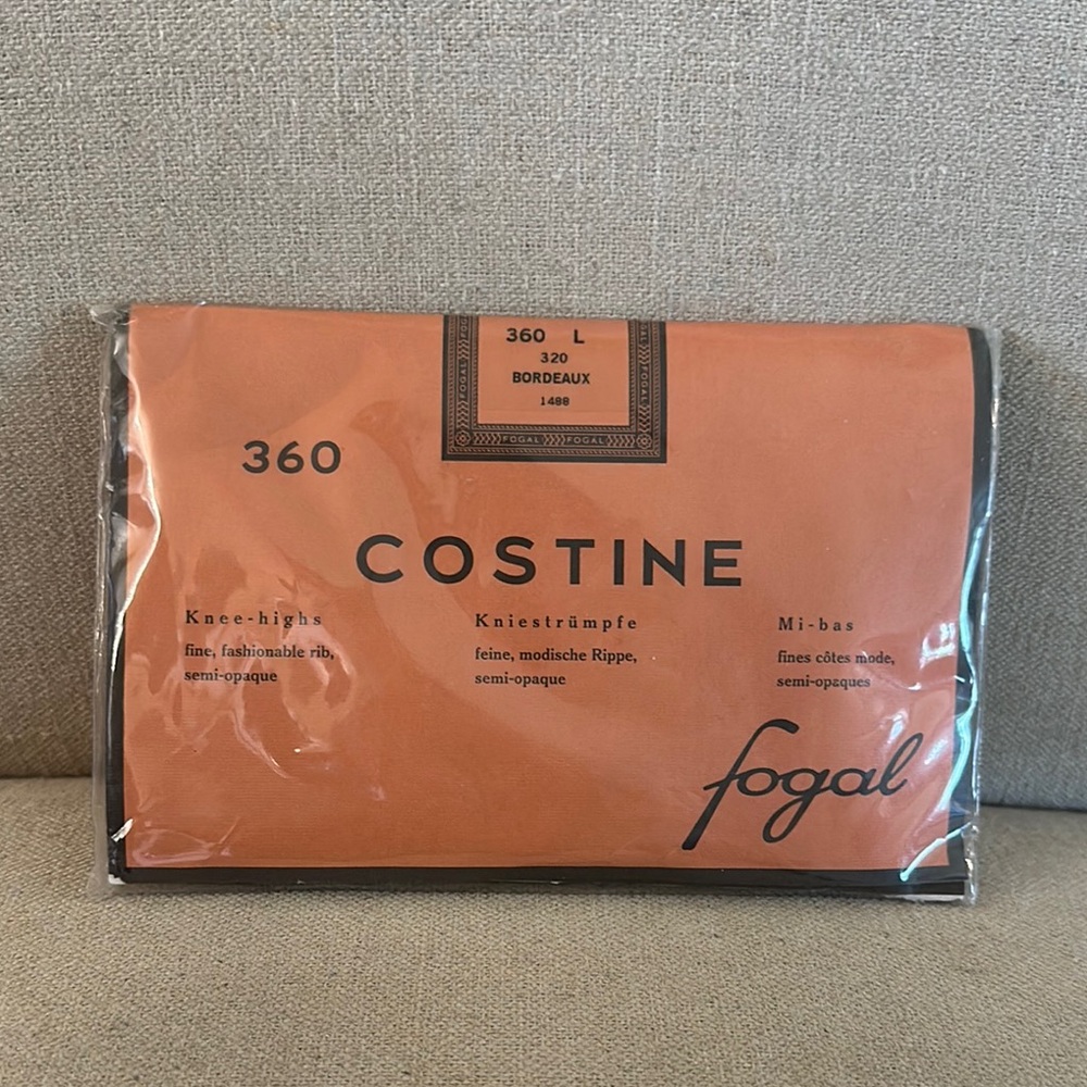 Fogal Costine Knee-Highs Hosiery New Bordeaux 360 Size Large